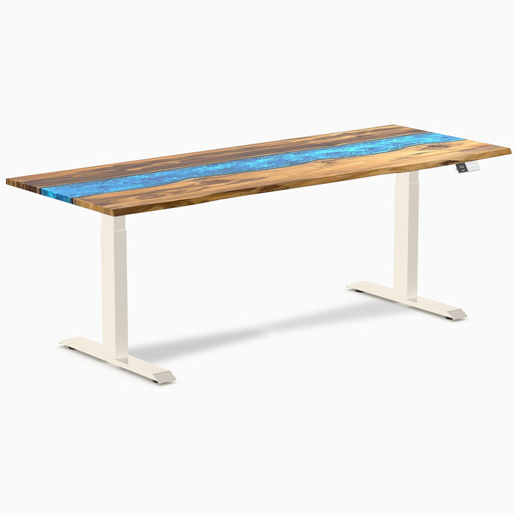 Bureau assis-debout en bois dur double résine Desky