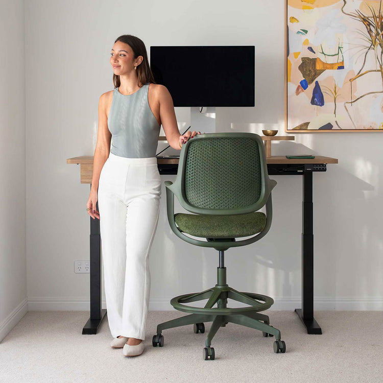 Architectural Office Chair Dark Green  with Drafting Kit