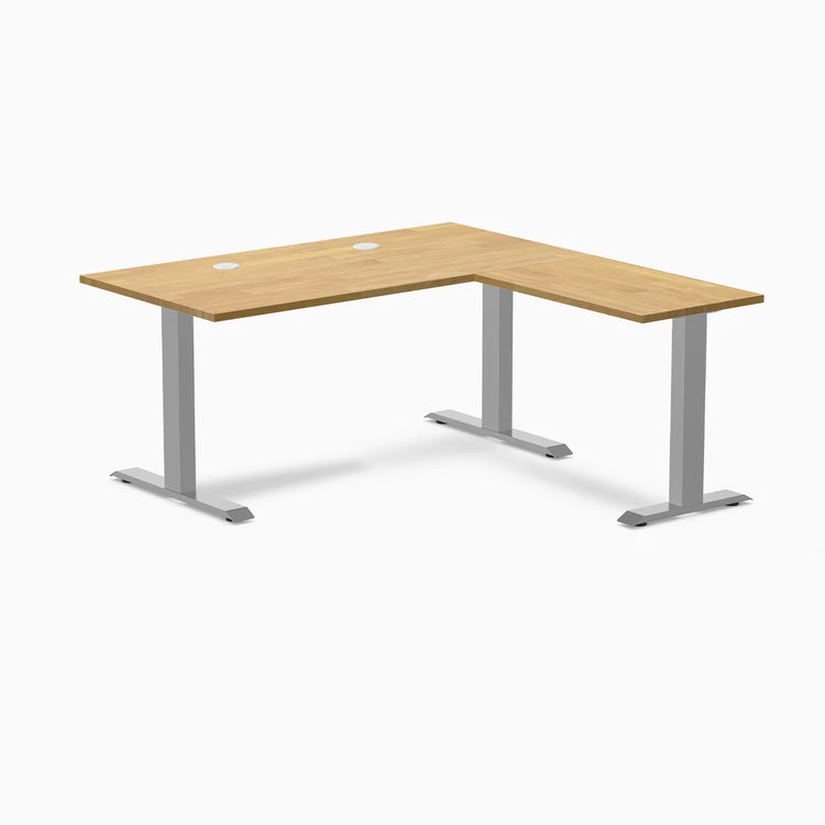 Bureau de bureau en forme de L en bois d'hévéa Desky Zero