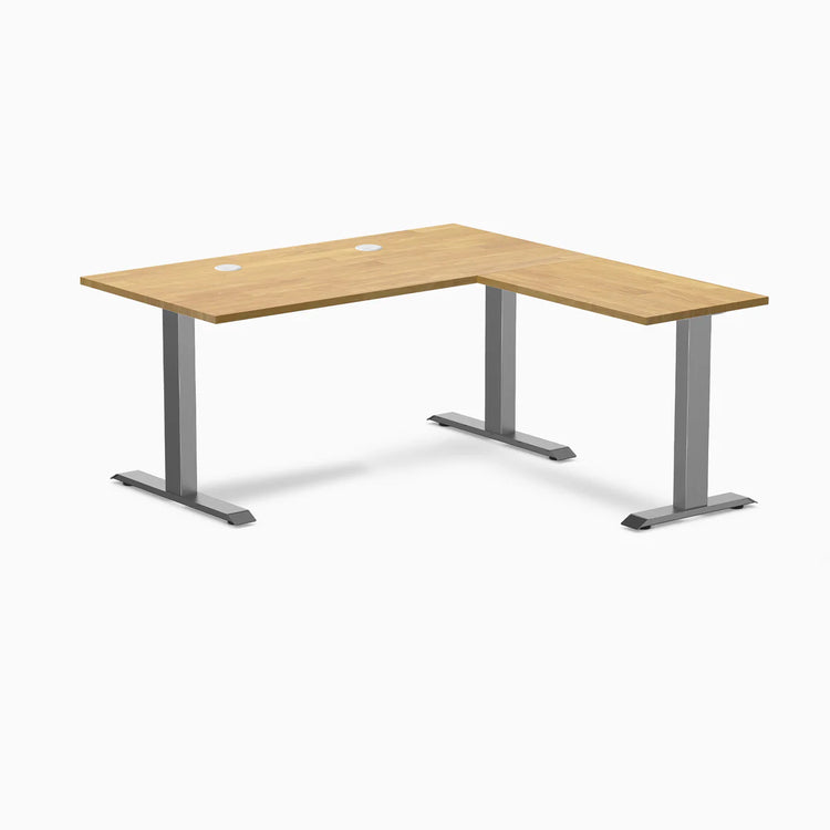 Bureau de bureau en forme de L en bois d'hévéa Desky Zero