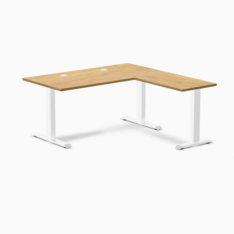 Bureau de bureau en forme de L en bois d'hévéa Desky Zero