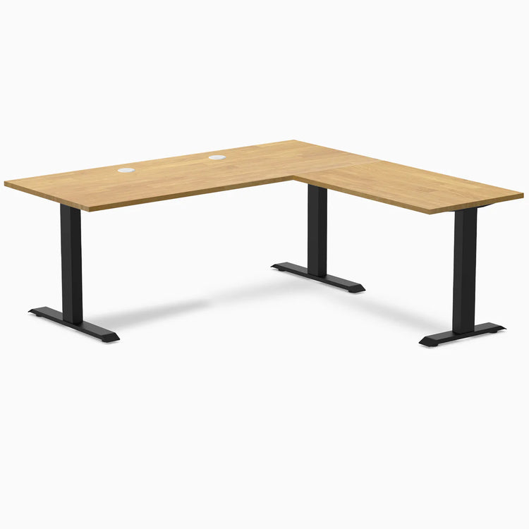 Bureau de bureau en forme de L en bois d'hévéa Desky Zero