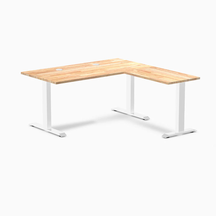 Bureau de bureau en forme de L en bois d'hévéa Desky Zero