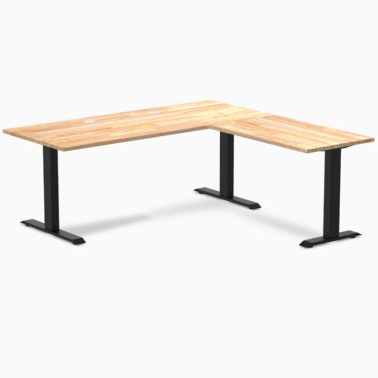 Bureau de bureau en forme de L en bois d'hévéa Desky Zero