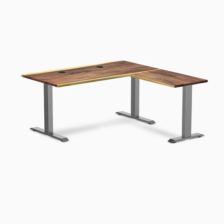 Bureau de bureau en forme de L en bois dur Desky Zero