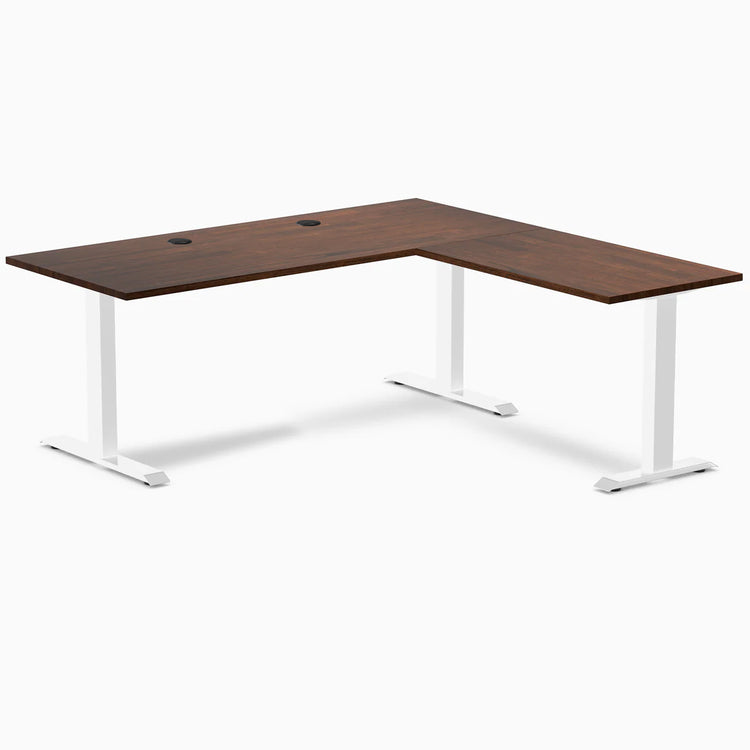 Bureau de bureau en forme de L en bois d'hévéa Desky Zero