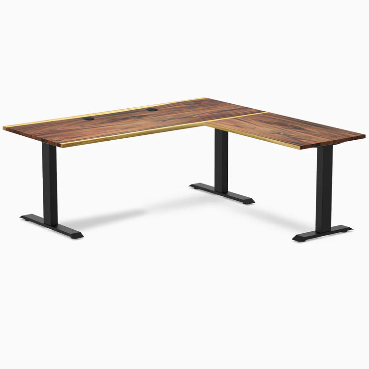 Bureau de bureau en forme de L en bois dur Desky Zero