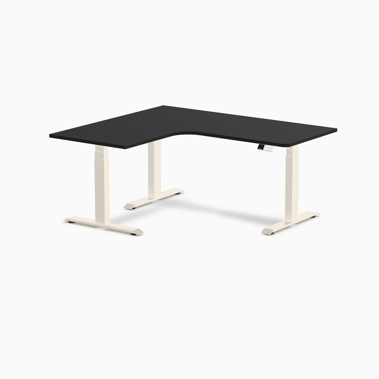 Bureau assis-debout d'angle sur mesure stratifié mélamine