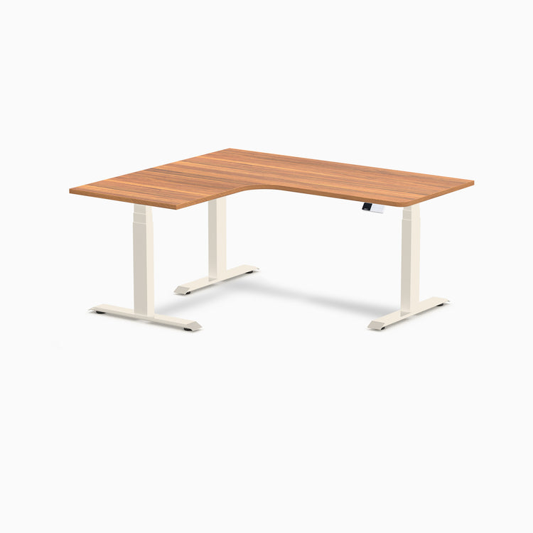 Bureau assis-debout d'angle sur mesure stratifié mélamine