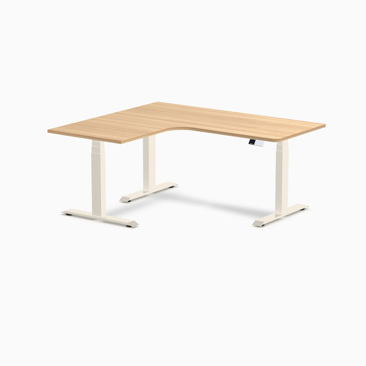Bureau assis-debout d'angle sur mesure stratifié mélamine