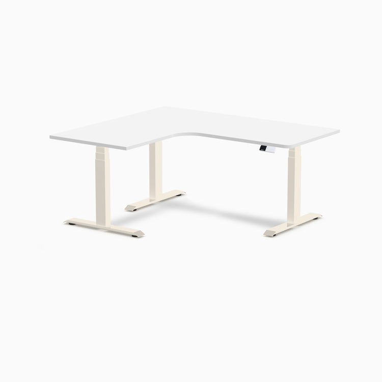 Bureau assis-debout d'angle sur mesure stratifié mélamine