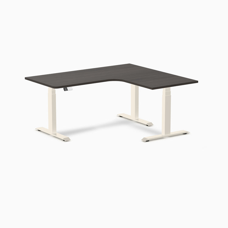 Bureau assis-debout d'angle sur mesure stratifié mélamine