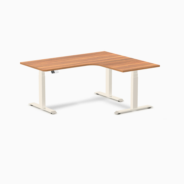 Bureau assis-debout d'angle sur mesure stratifié mélamine