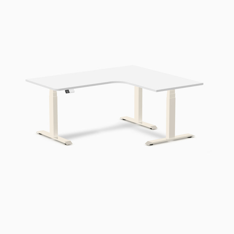 Bureau assis-debout d'angle sur mesure stratifié mélamine