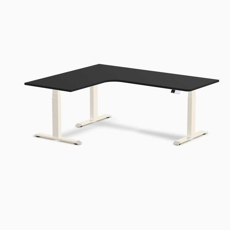 Bureau assis-debout d'angle sur mesure stratifié mélamine