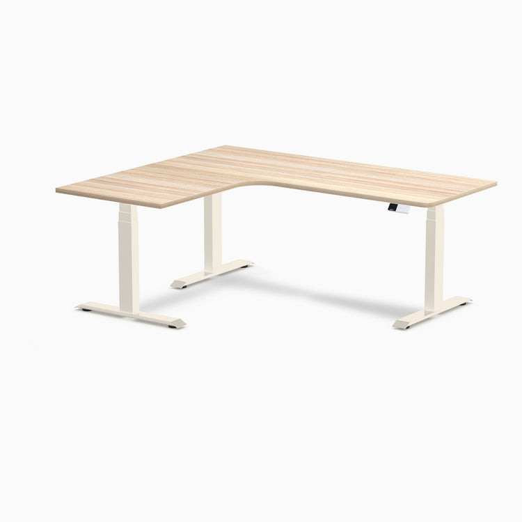 Bureau assis-debout d'angle sur mesure stratifié mélamine