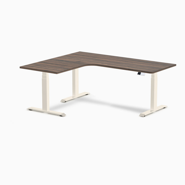 Bureau assis-debout d'angle sur mesure stratifié mélamine