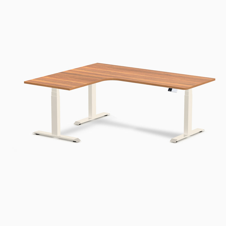 Bureau assis-debout d'angle sur mesure stratifié mélamine