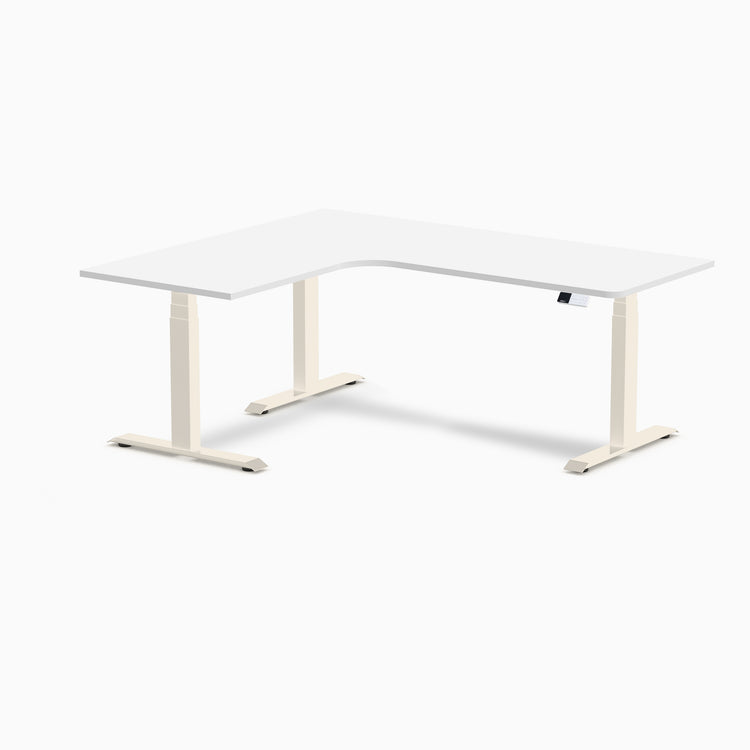 Bureau assis-debout d'angle sur mesure stratifié mélamine