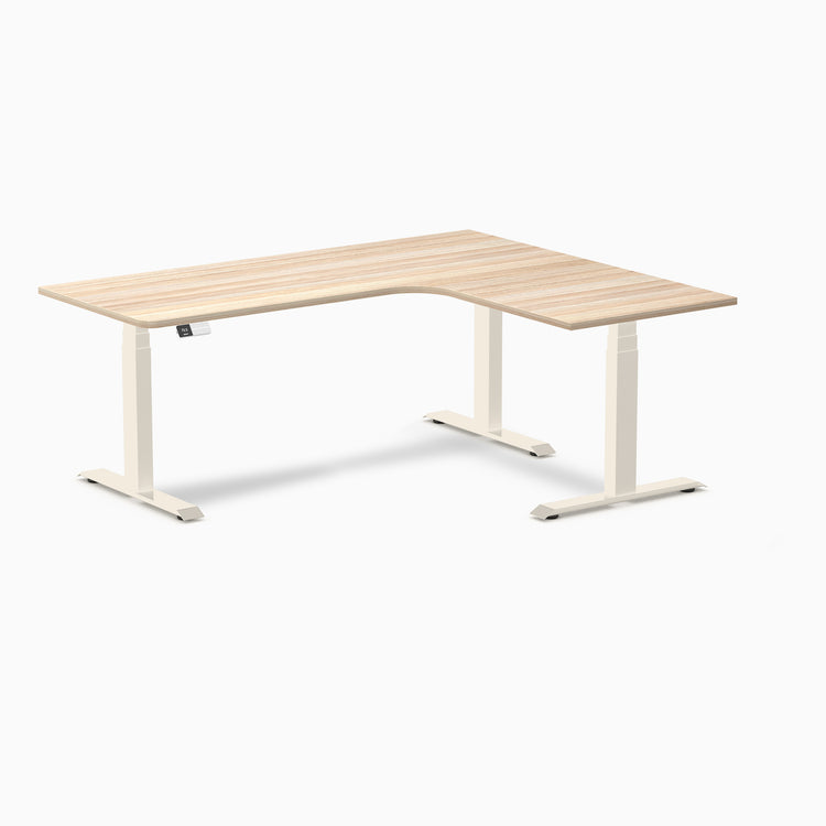 Bureau assis-debout d'angle sur mesure stratifié mélamine