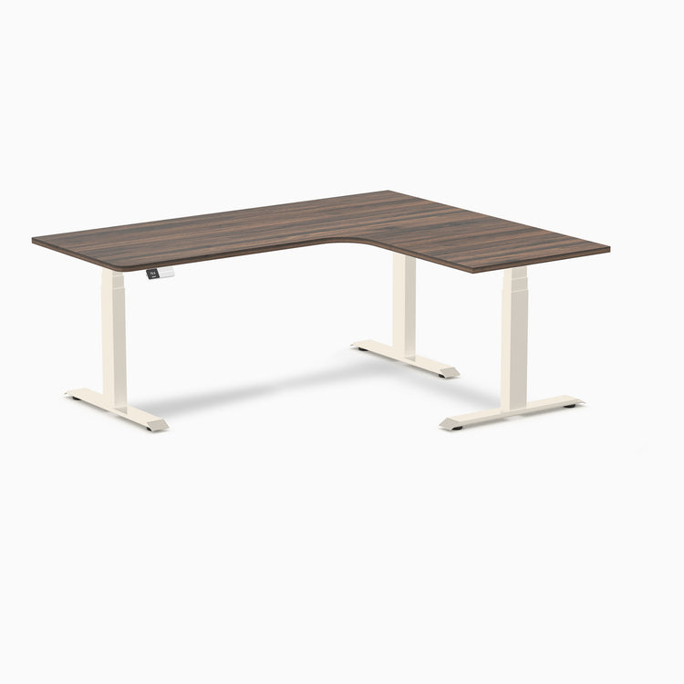 Bureau assis-debout d'angle sur mesure stratifié mélamine