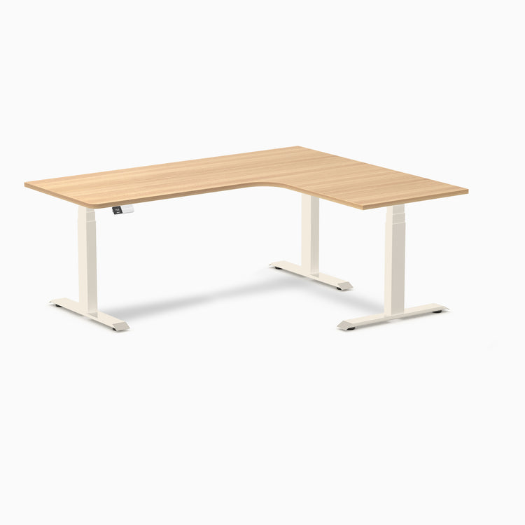Bureau assis-debout d'angle sur mesure stratifié mélamine