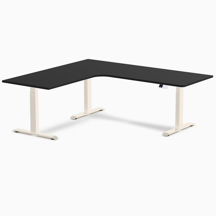 Bureau assis-debout d'angle sur mesure stratifié mélamine