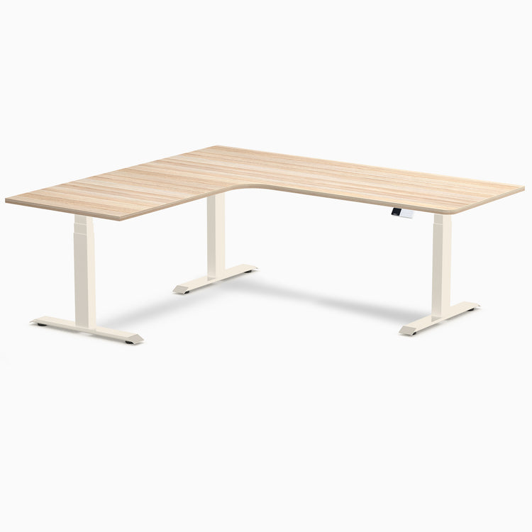 Bureau assis-debout d'angle sur mesure stratifié mélamine