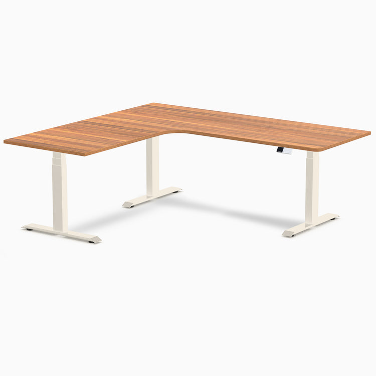 Bureau assis-debout d'angle sur mesure stratifié mélamine