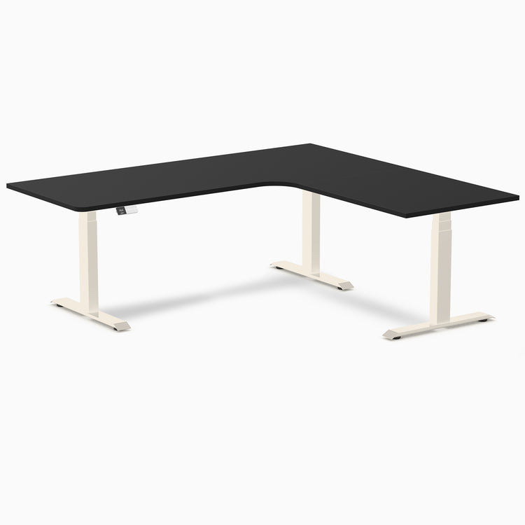 Bureau assis-debout d'angle sur mesure stratifié mélamine