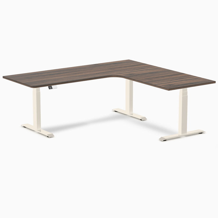 Bureau assis-debout d'angle sur mesure stratifié mélamine