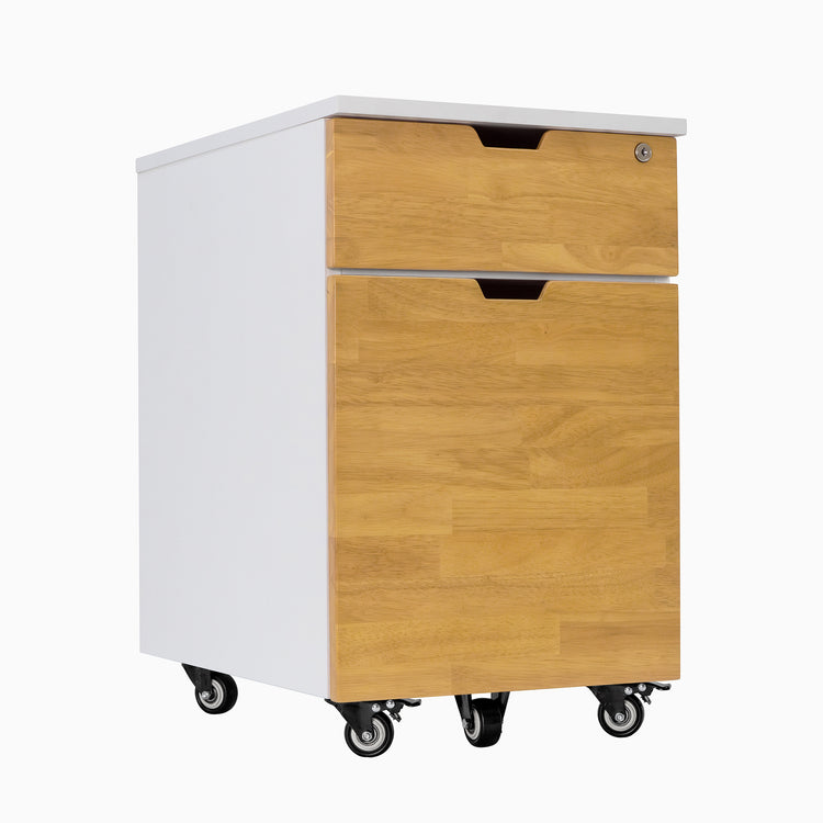 Rubberwood Light oak white minimal filing cabinet