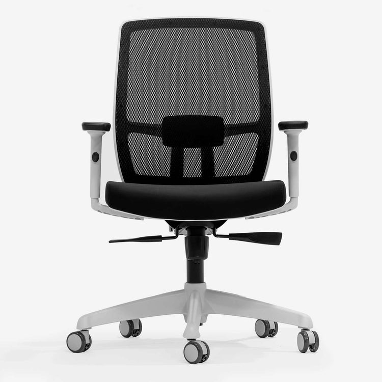 Black and white luminous mesh office chair