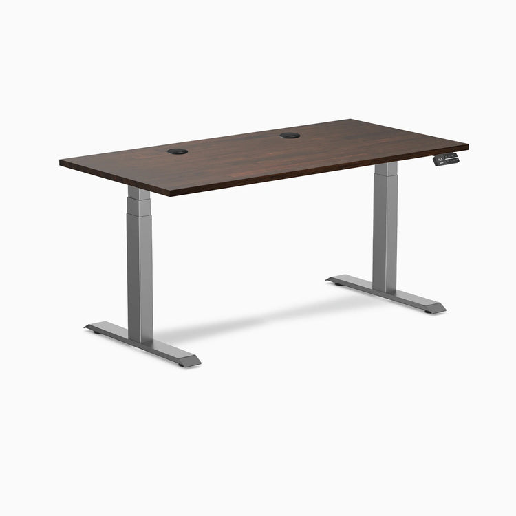 Bureau double assis-debout en bois d'hévéa Desky