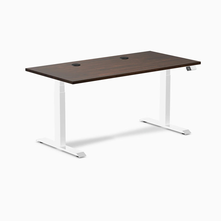 Bureau double assis-debout en bois d'hévéa Desky
