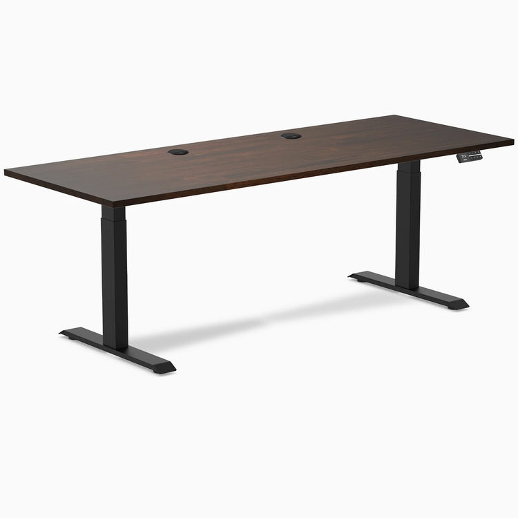Bureau double assis-debout en bois d'hévéa Desky