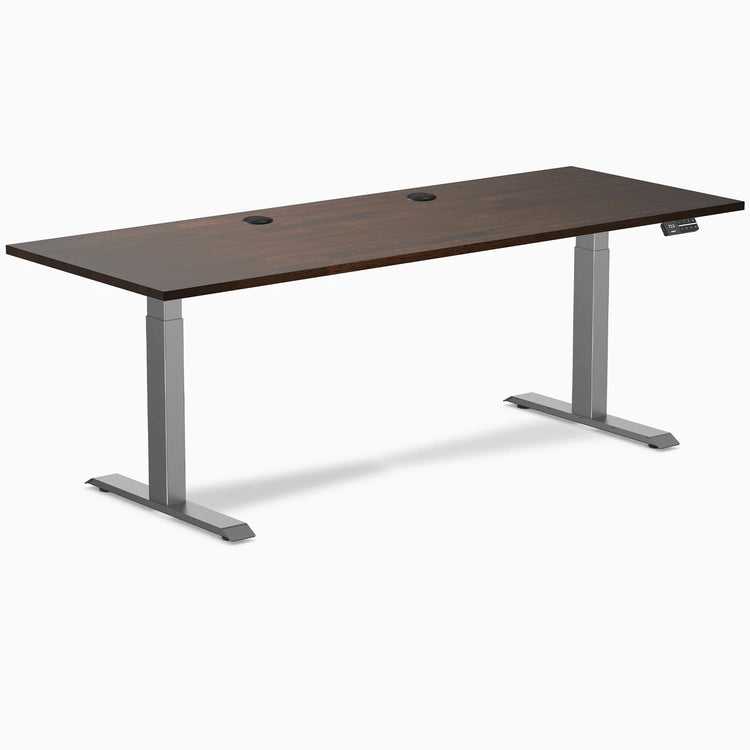 Bureau double assis-debout en bois d'hévéa Desky