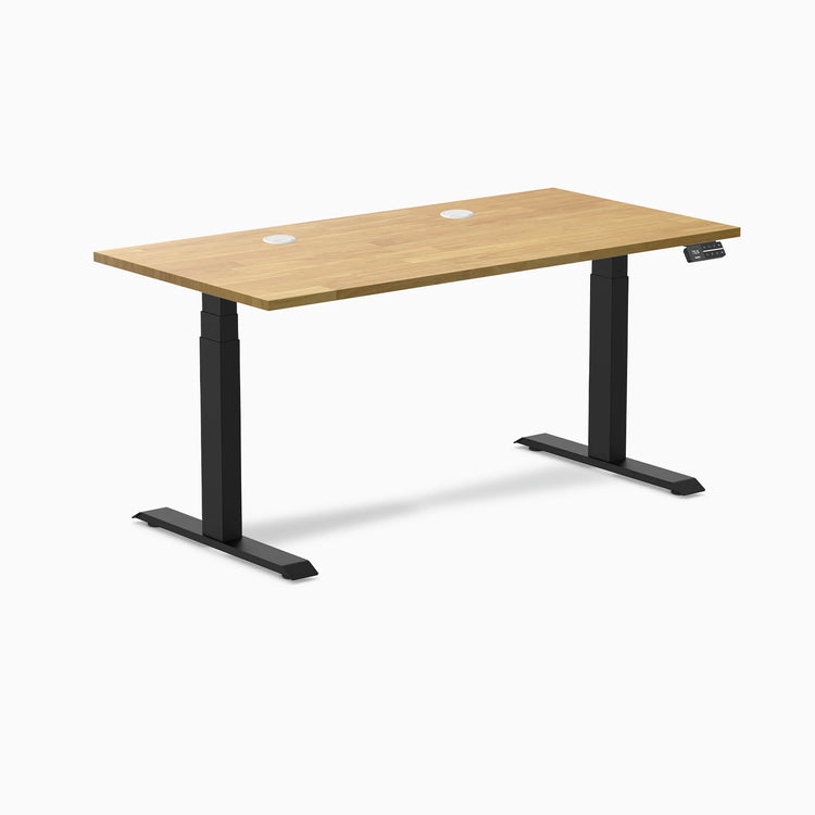 Bureau double assis-debout en bois d'hévéa Desky