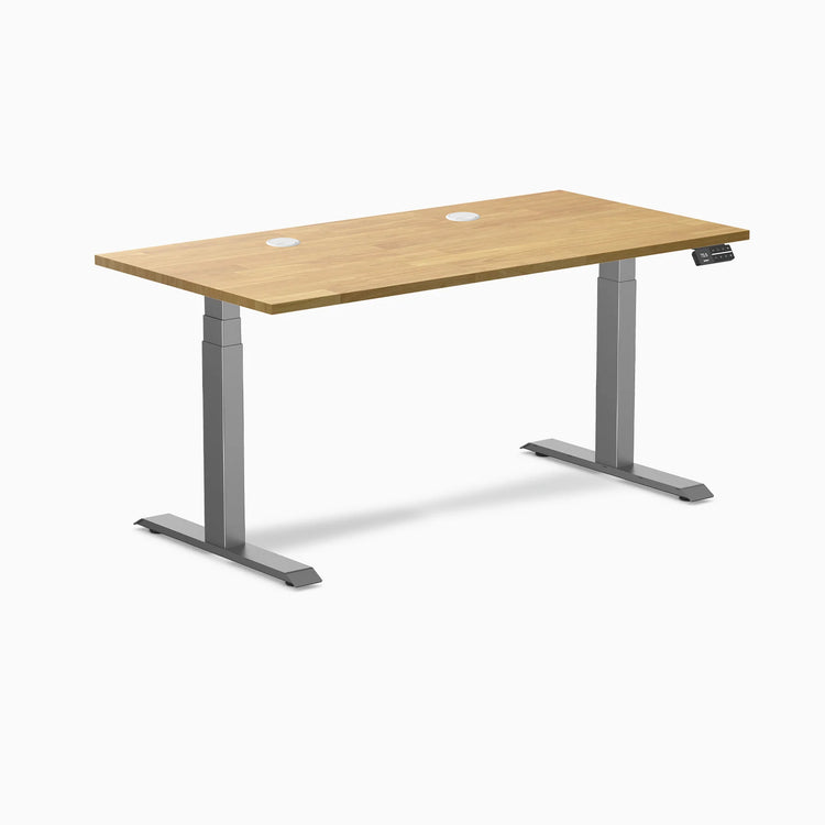 Bureau double assis-debout en bois d'hévéa Desky