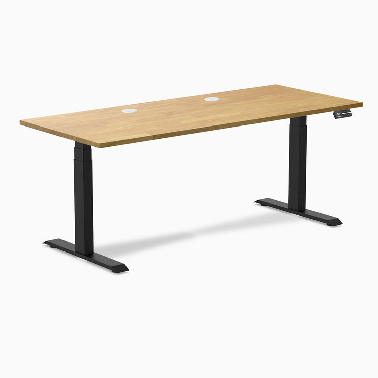 Bureau double assis-debout en bois d'hévéa Desky