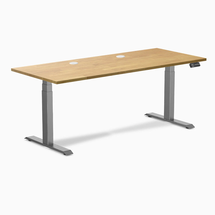 Bureau double assis-debout en bois d'hévéa Desky