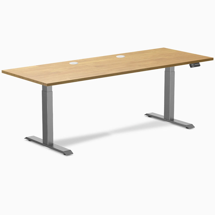 Bureau double assis-debout en bois d'hévéa Desky