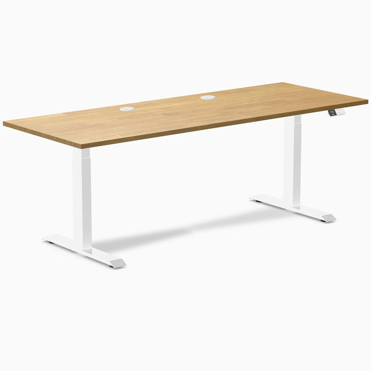 Bureau double assis-debout en bois d'hévéa Desky
