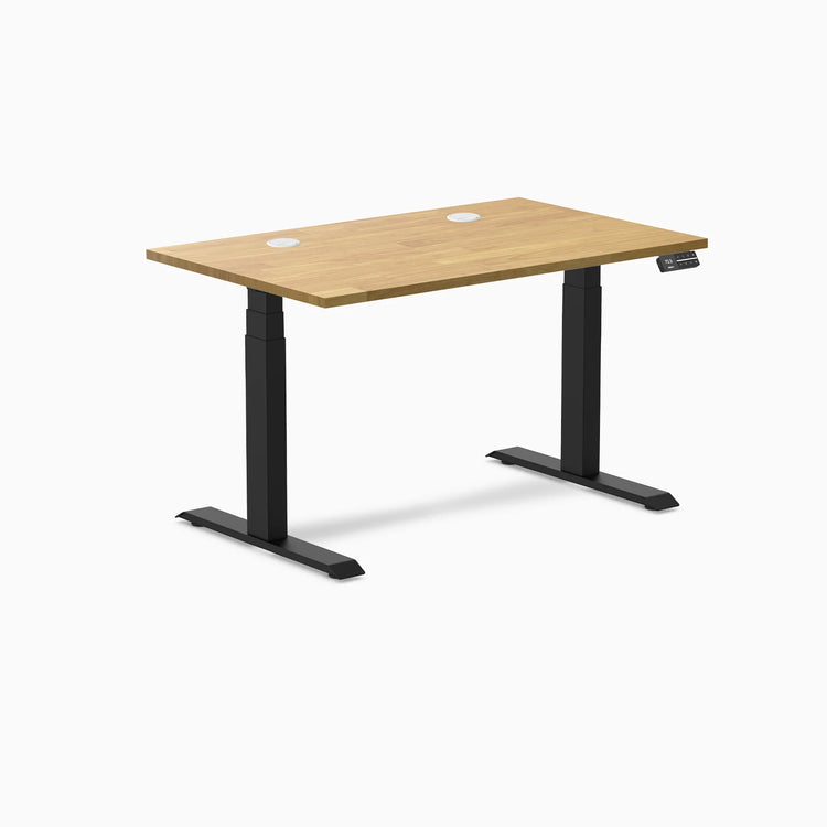 Bureau double assis-debout en bois d'hévéa Desky