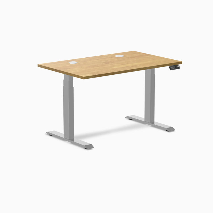Bureau double assis-debout en bois d'hévéa Desky