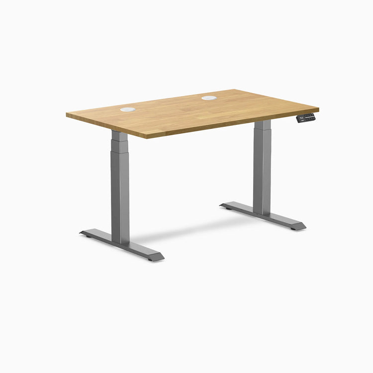 Bureau double assis-debout en bois d'hévéa Desky