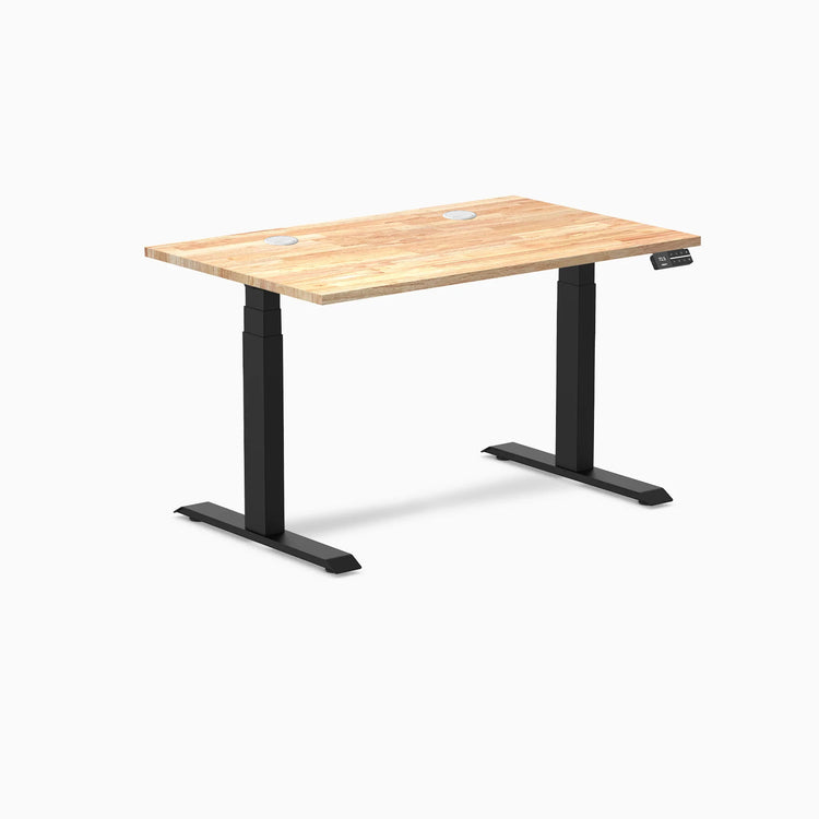 Bureau double assis-debout en bois d'hévéa Desky