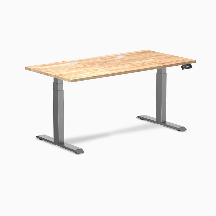 Bureau double assis-debout en bois d'hévéa Desky