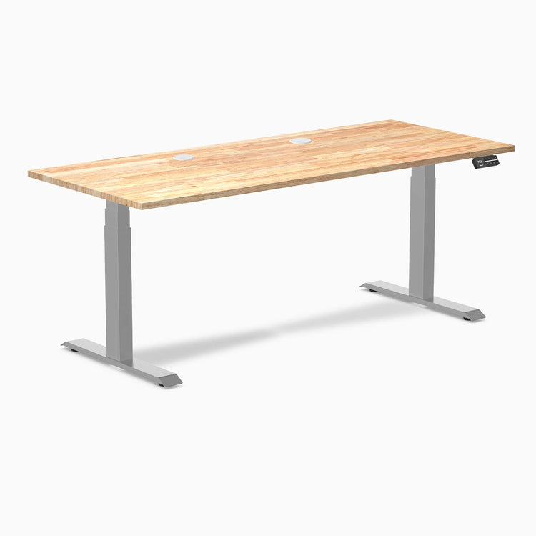 Bureau double assis-debout en bois d'hévéa Desky