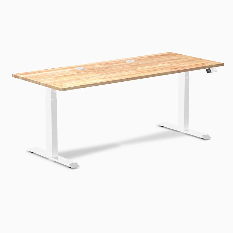 Bureau double assis-debout en bois d'hévéa Desky